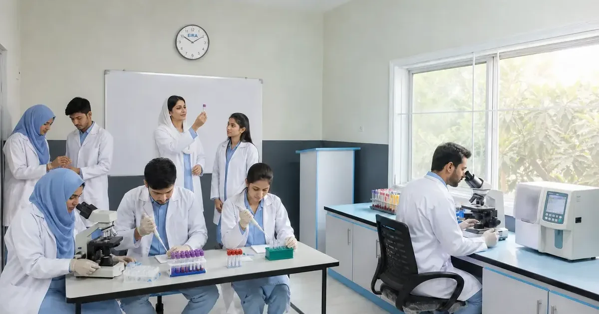 EIRA Medical Lab Technician students practicing diagnostic laboratory skills