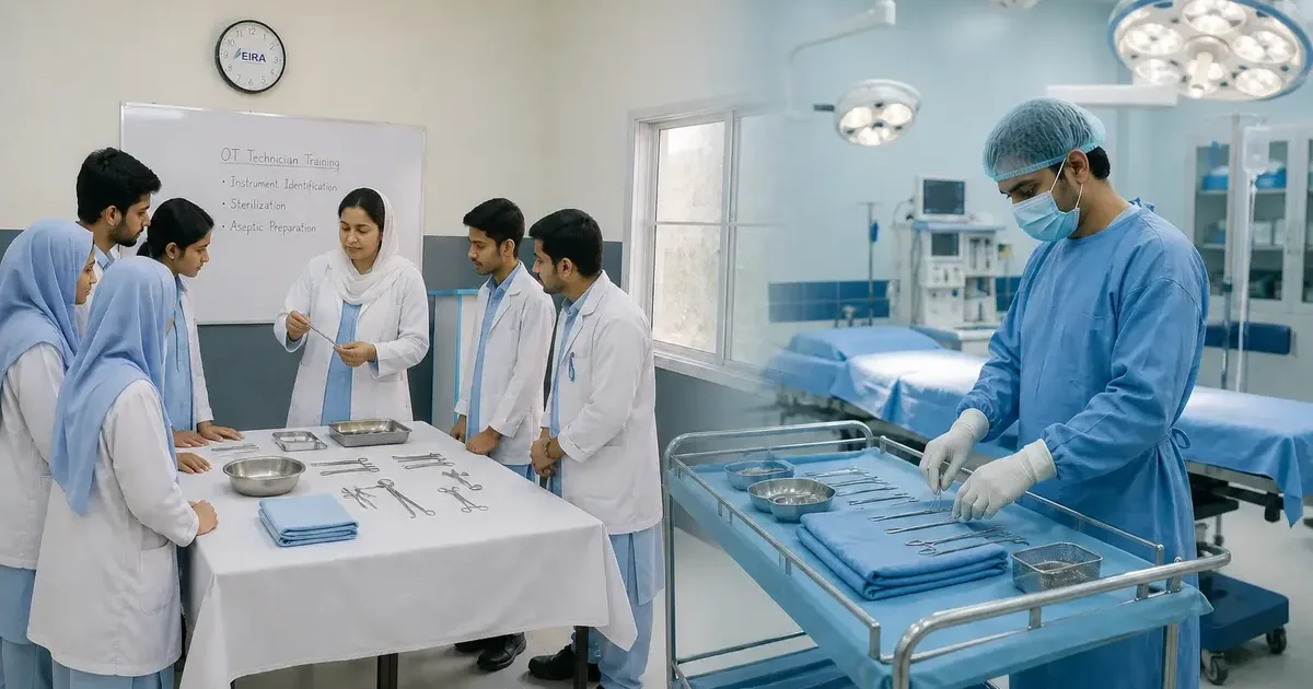 EIRA Operation Theatre Technician students learning surgical instruments and theatre practice